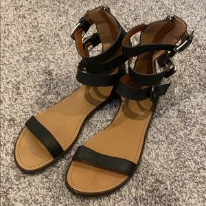 Lucky Brand gladiator leather buckle zip sandals